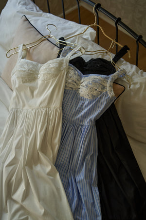 Lace Bustier One piece <br> -Blue stripe-
