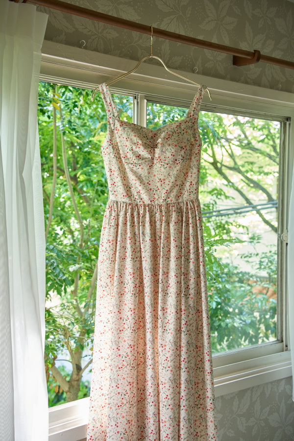 Printed Bustier Dress <br> -Off white.pt-