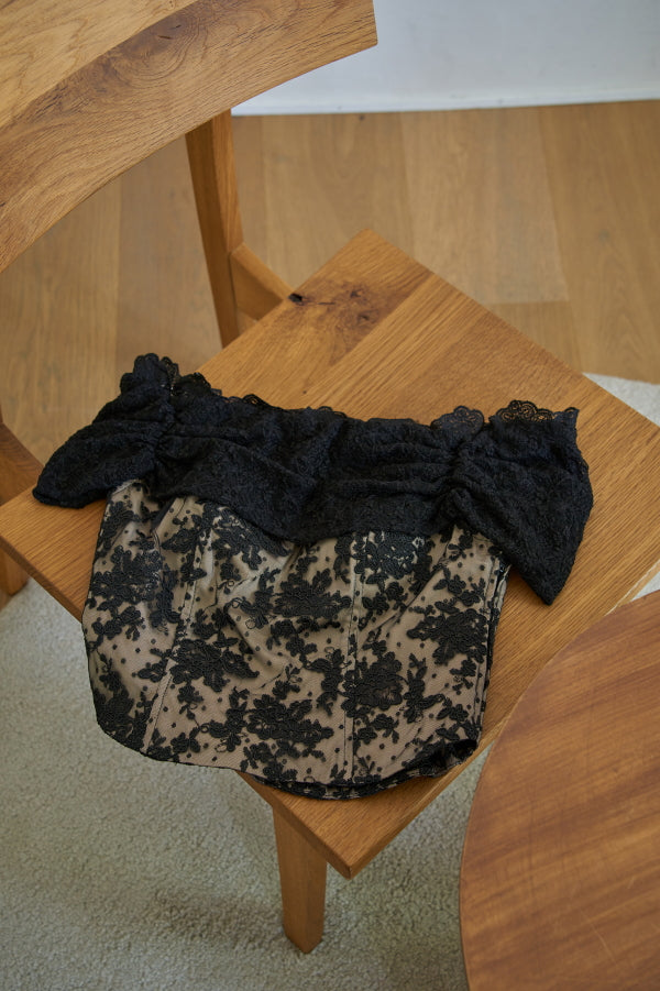 Lace Off-Shoulder Top <br> -Black-