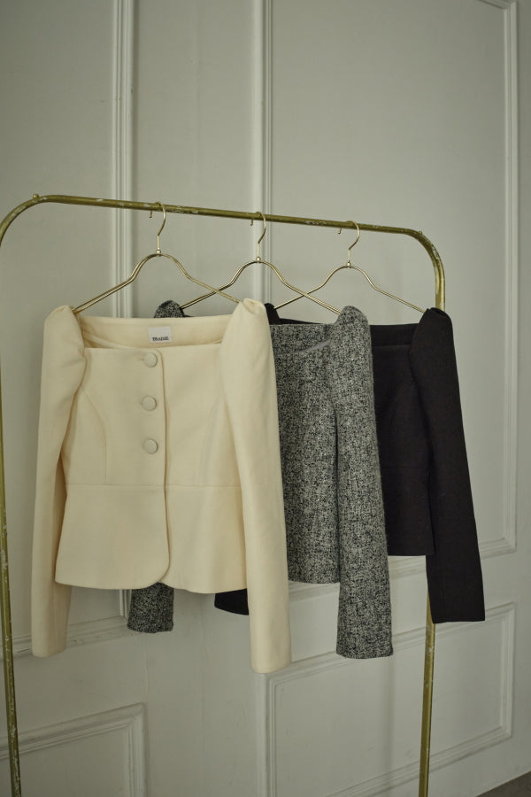 9/8 19時予約開始<br>Square Peplum Minimal Jacket <br> -Gray.mix-