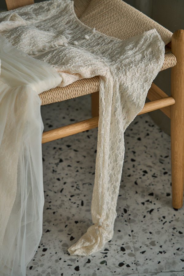 Ethereal Lace & Tulle One-piece  <br> -Ivory-
