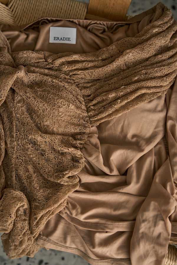 Sheer Lace Top  <br> -Beige-