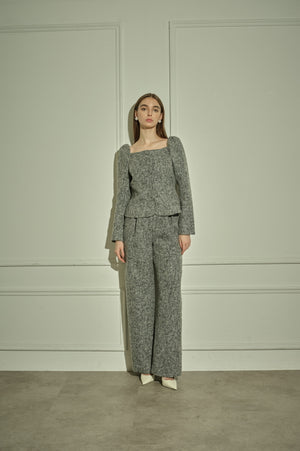 9/8 19時予約開始<br>Wool Blend Semi-Wide Pants <br> -Gray.mix / 2size-
