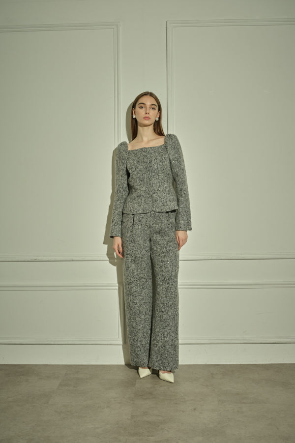 9/8 19時予約開始<br>Wool Blend Semi-Wide Pants <br> -Gray.mix / 2size-
