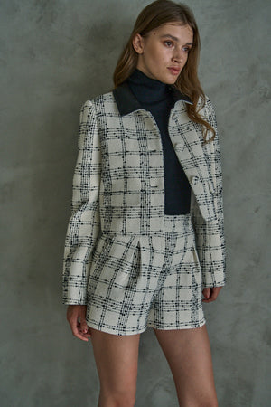 Tweed Check Jacket  <br> -White.check-