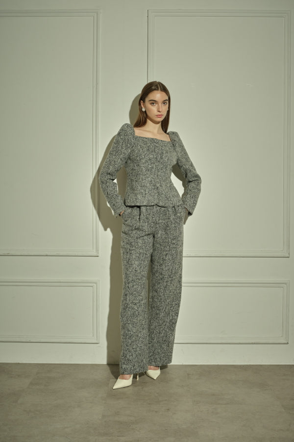 9/8 19時予約開始<br>Square Peplum Minimal Jacket <br> -Gray.mix-