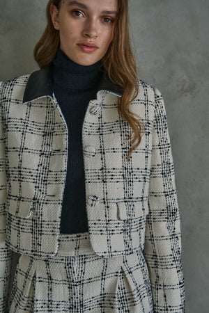 Tweed Check Jacket  <br> -White.check-