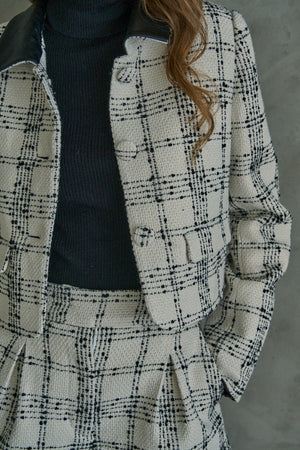 Tweed Check Jacket  <br> -White.check-