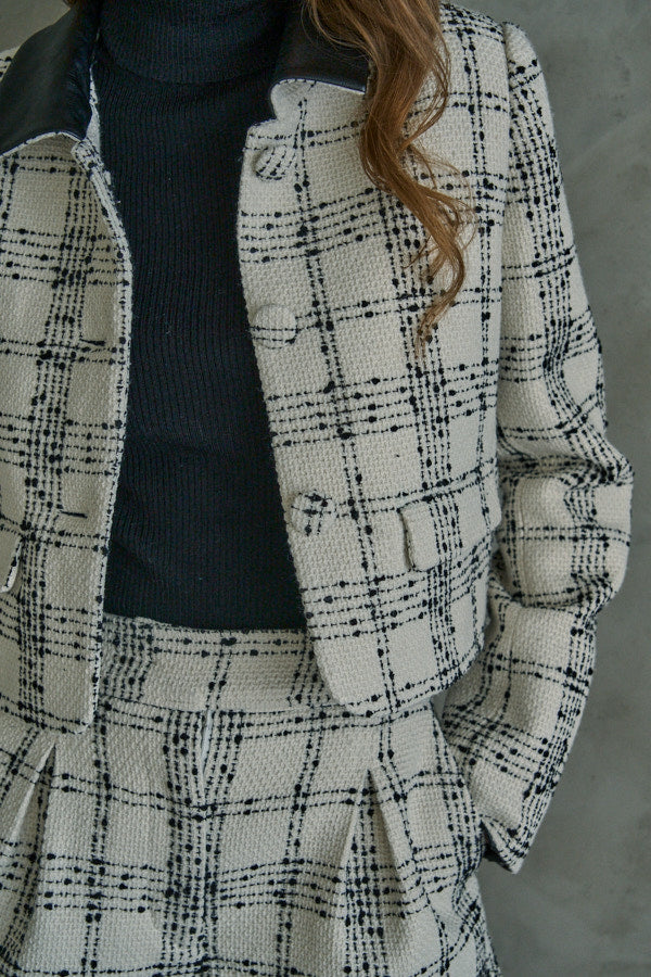 Tweed Check Jacket  <br> -White.check-