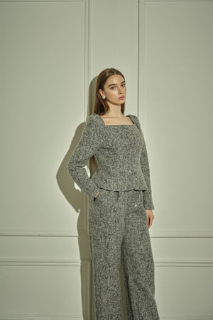 9/8 19時予約開始<br>Square Peplum Minimal Jacket <br> -Gray.mix-