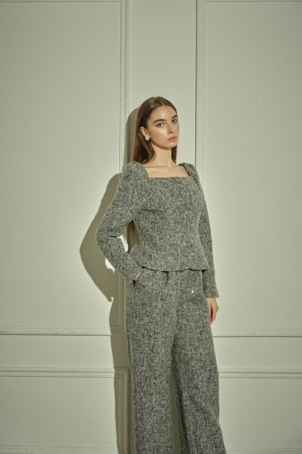 9/8 19時予約開始<br>Square Peplum Minimal Jacket <br> -Gray.mix-