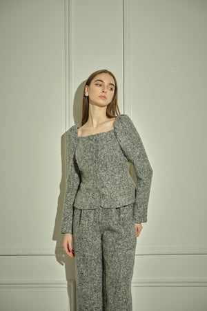 9/8 19時予約開始<br>Square Peplum Minimal Jacket <br> -Gray.mix-