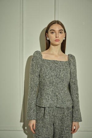9/8 19時予約開始<br>Square Peplum Minimal Jacket <br> -Gray.mix-
