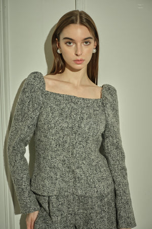 9/8 19時予約開始<br>Square Peplum Minimal Jacket <br> -Gray.mix-