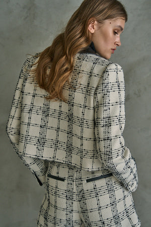 Tweed Check Jacket  <br> -White.check-