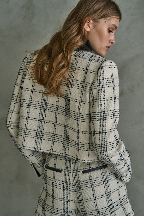 Tweed Check Jacket  <br> -White.check-