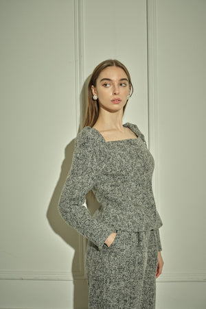 9/8 19時予約開始<br>Square Peplum Minimal Jacket <br> -Gray.mix-