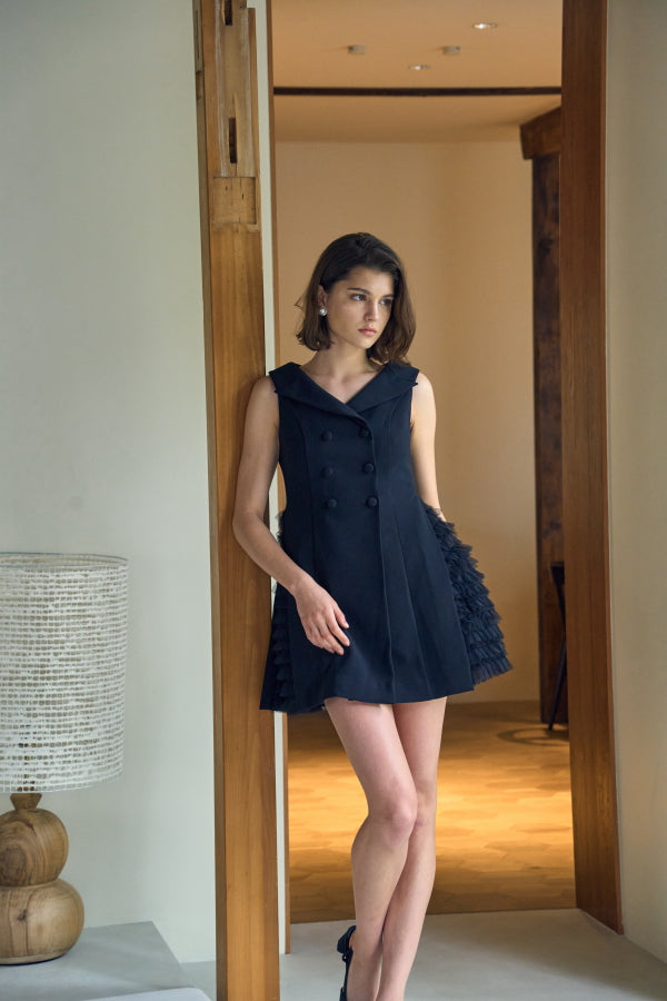 ERADIE ダブルブレストテーラーリングミニワンピース Double Breasted tailoring mine one piece -Black- – ERADIE