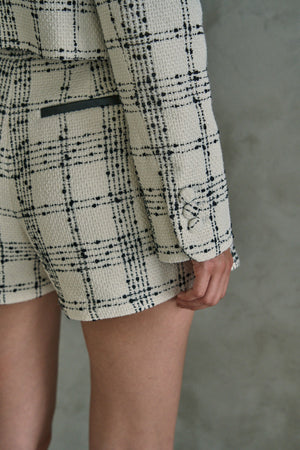 Tweed Check Shorts <br> -White Check-