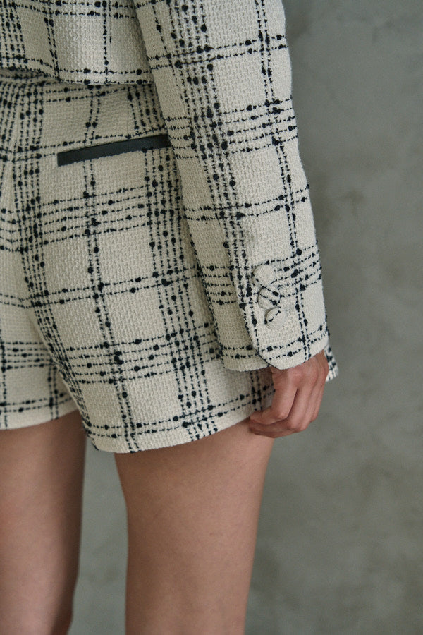 Tweed Check Shorts <br> -White Check-