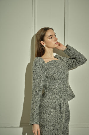 9/8 19時予約開始<br>Square Peplum Minimal Jacket <br> -Gray.mix-