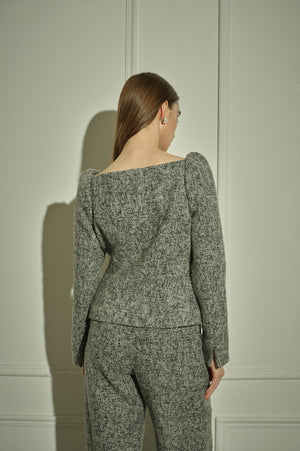 9/8 19時予約開始<br>Square Peplum Minimal Jacket <br> -Gray.mix-
