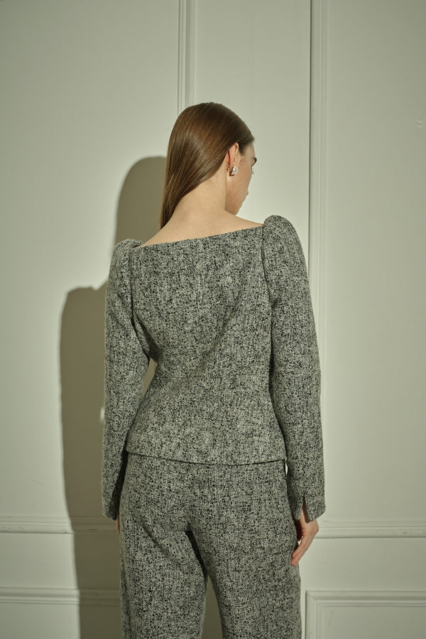 9/8 19時予約開始<br>Square Peplum Minimal Jacket <br> -Gray.mix-