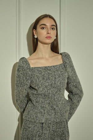9/8 19時予約開始<br>Square Peplum Minimal Jacket <br> -Gray.mix-
