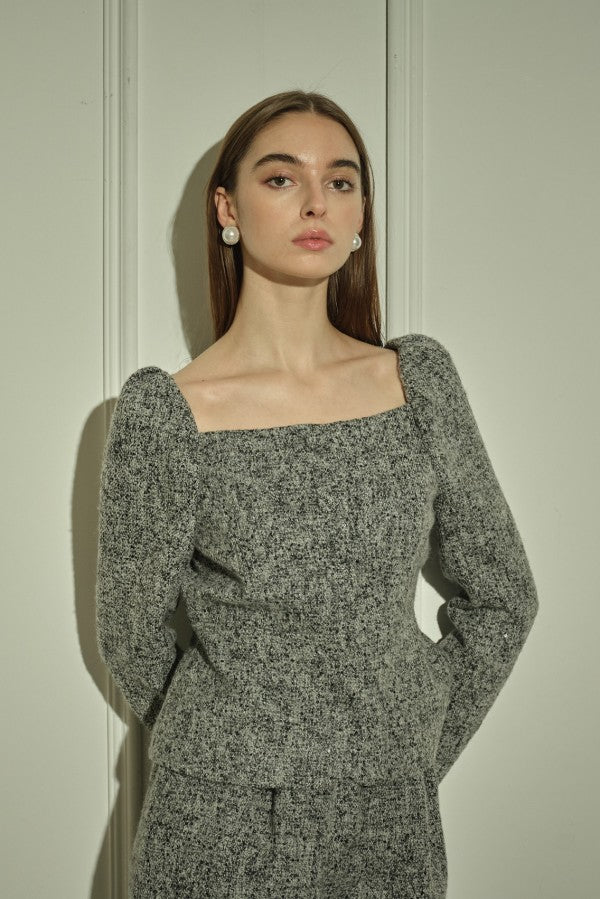 9/8 19時予約開始<br>Square Peplum Minimal Jacket <br> -Gray.mix-