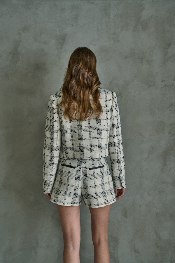 Tweed Check Jacket  <br> -White.check-