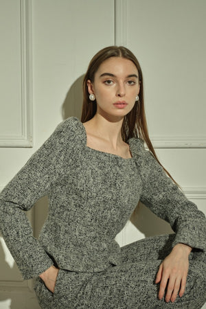 9/8 19時予約開始<br>Square Peplum Minimal Jacket <br> -Gray.mix-