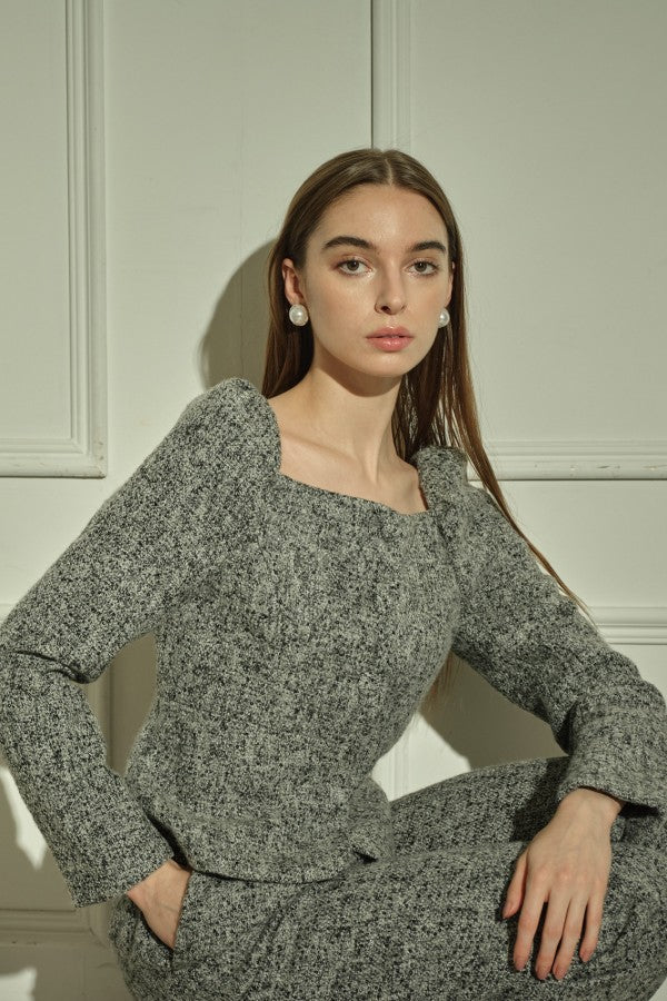 9/8 19時予約開始<br>Square Peplum Minimal Jacket <br> -Gray.mix-
