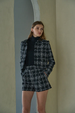 Tweed Check Jacket <br> -Black check-