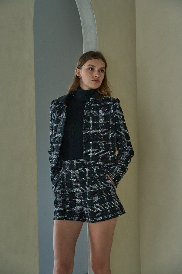 Tweed Check Jacket <br> -Black check-