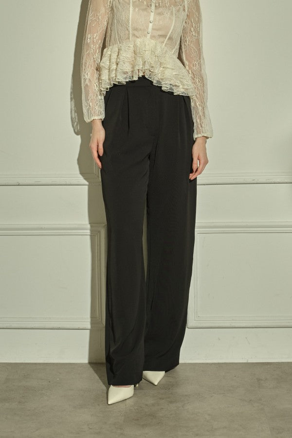 9/8 19時予約開始<br>Wool Blend Semi-Wide Pants <br> -Black / 2size-