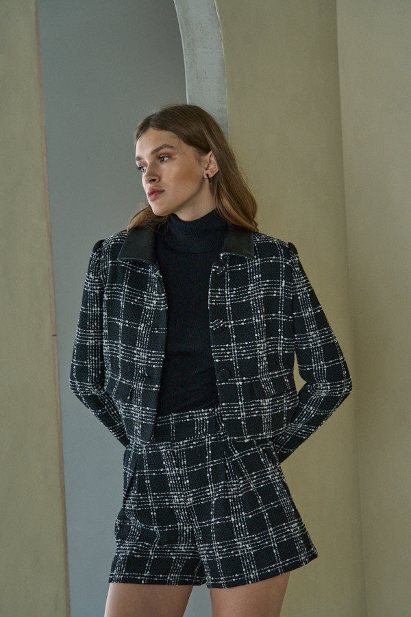 Tweed Check Jacket -Black.check- – ERADIE