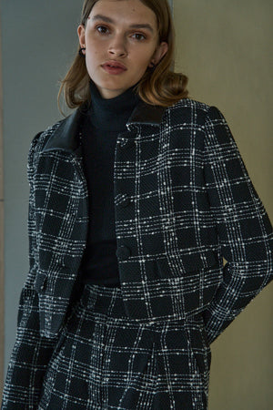 Tweed Check Jacket <br> -Black check-