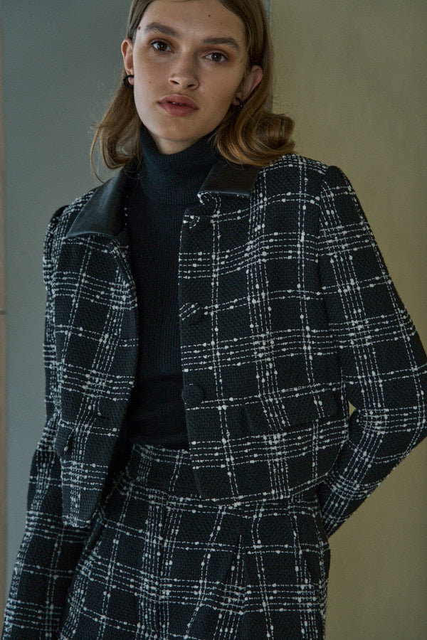 Tweed Check Jacket <br> -Black check-