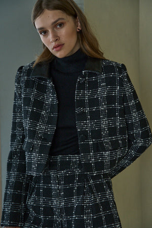 Tweed Check Jacket <br> -Black check-