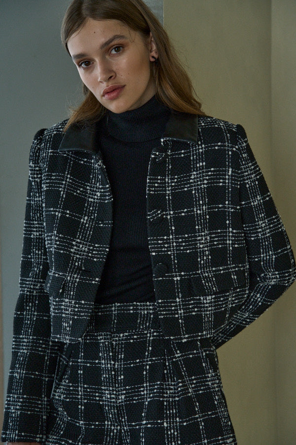 Tweed Check Jacket <br> -Black check-