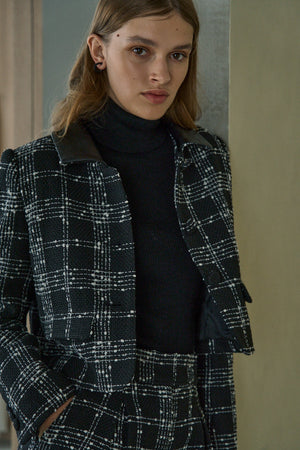 Tweed Check Jacket <br> -Black check-
