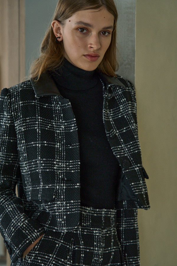 Tweed Check Jacket <br> -Black check-
