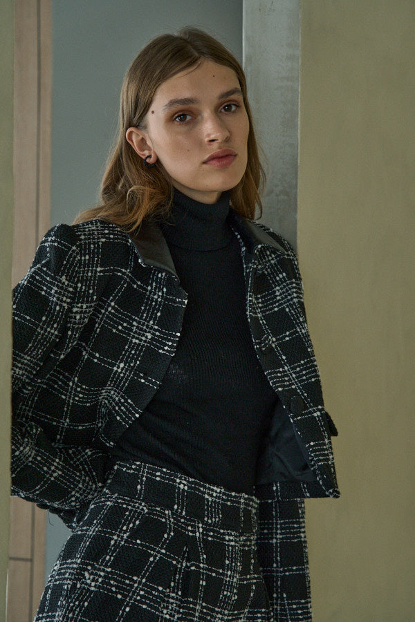 Tweed Check Jacket <br> -Black check-