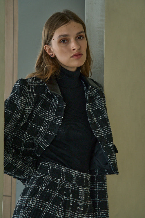 Tweed Check Jacket <br> -Black check-