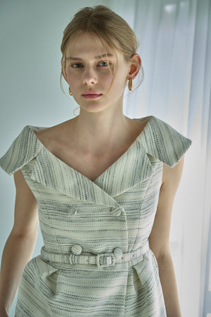 Wide Collar Off-Shoulder Top 2 <br> -MIX.white-