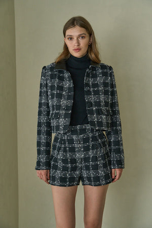 Tweed Check Jacket <br> -Black check-