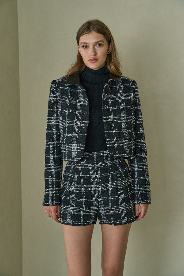 Tweed Check Jacket <br> -Black check-