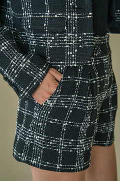 Tweed Check Shorts <br> -Black check-