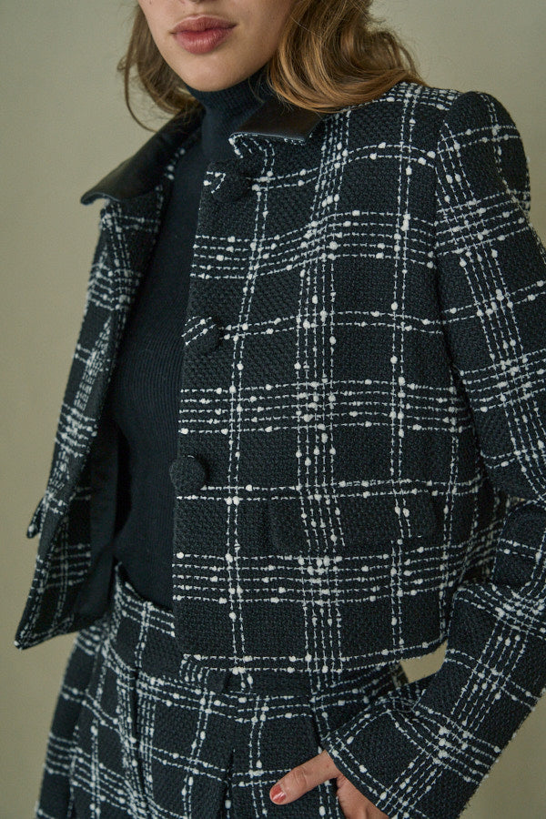 Tweed Check Jacket <br> -Black check-