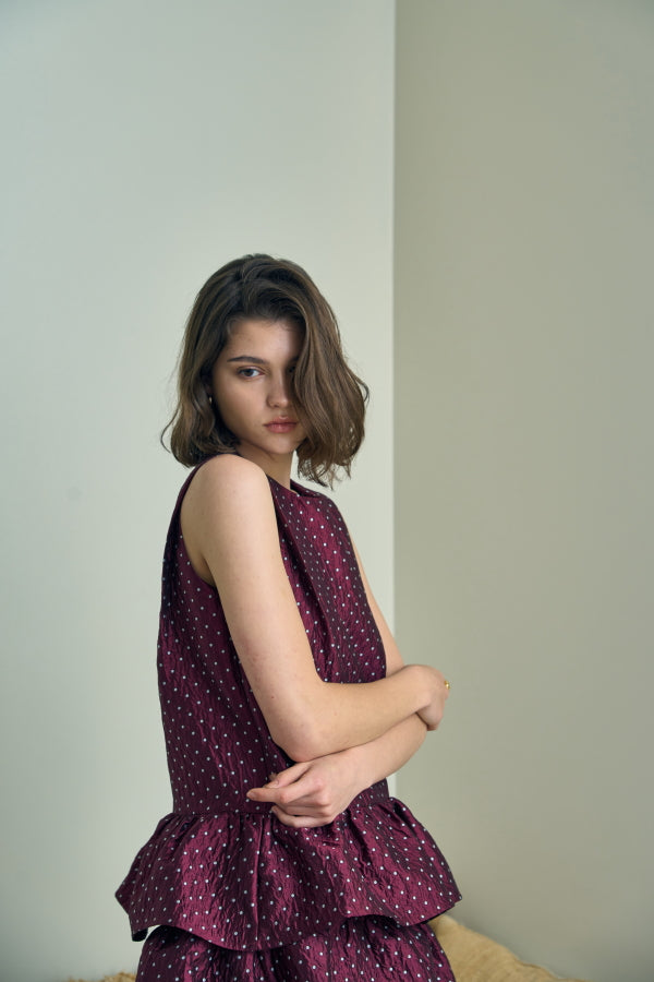 ERADIE ワンピース Jacquard tiered mini one piece -Red- – ERADIE